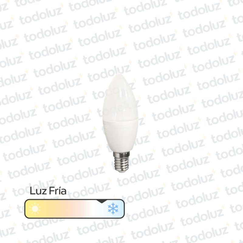 Lamp. Led Vela C37 7W 630lm E14 Luz Fria 6500°k Opal 220Vac