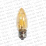 Lamp. Led Vela Filamento 4W E27 Luz Calida 2700°k Transp./Ambar 220Vac