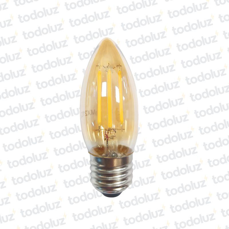 Lamp. Led Vela Filamento 4W E27 Luz Calida 2700°k Transp./Ambar 220Vac