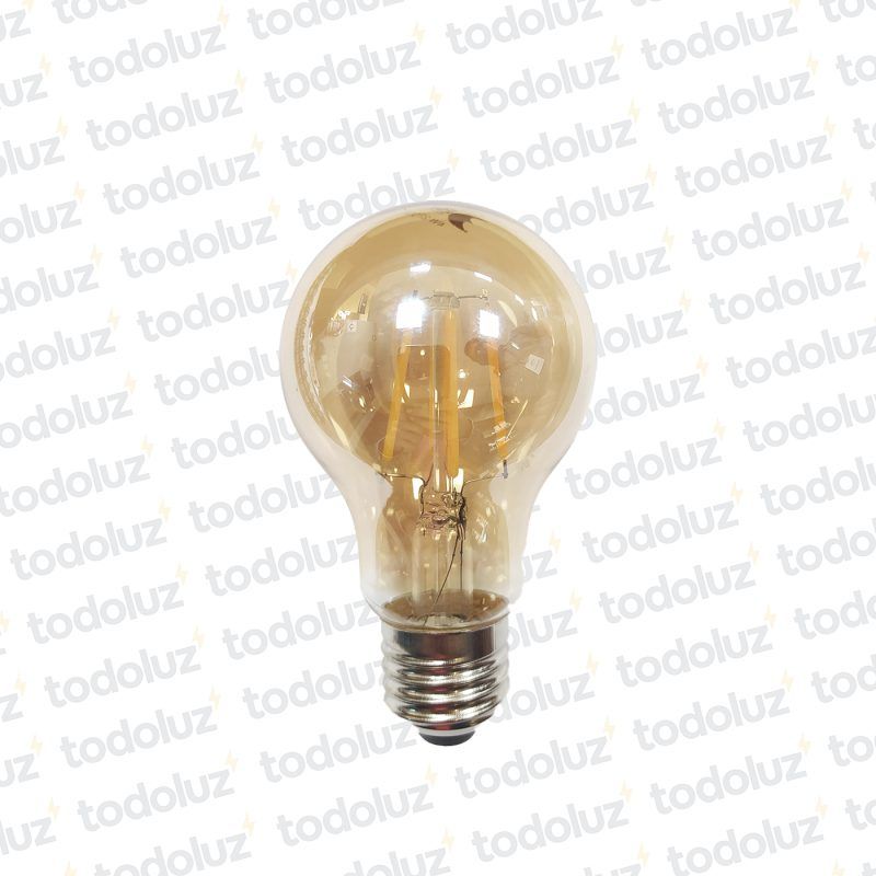 Lamp. Led Filamento Bulbo A60 6W E27 Luz Calida 2700°k Transp./Ambar 220Vac