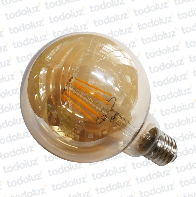 Lamp. Led Filamento G95 6W E27 Luz Calida 2700°k Transp./Ambar 220Vac