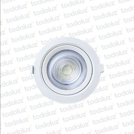 Spot Led Redondo Movil p/ Embutir Borde Blanco 10W Luz Calida 3000°k