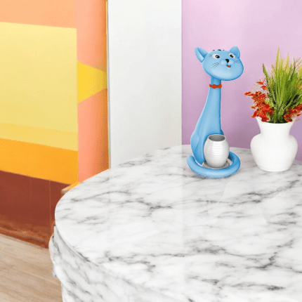 Luminaria de Mesa Gatito Celeste c/Lapicero Cabeza Movil 6w 3Tonos 3Intensidades + Luz Noctura 220Vac