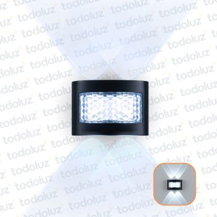 Aplique Ext. Bidireccional Negro 4LED 4W Luz Fria 6500°k c/ Diseño Frontal (57.473)