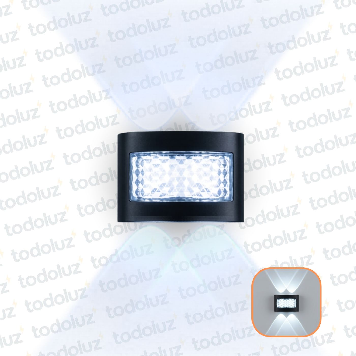7f5d7924-2ec3-41c9-af21-ee1f4ed236c6-13236.jpg Aplique Ext. Bidireccional Negro 4LED 4W Luz Fria 6500°k c/ Diseño Frontal (57.473)