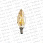 Lamp. Led Vela Filamento 4W E14 Luz Calida 2700°k Transp./Ambar 220Vac