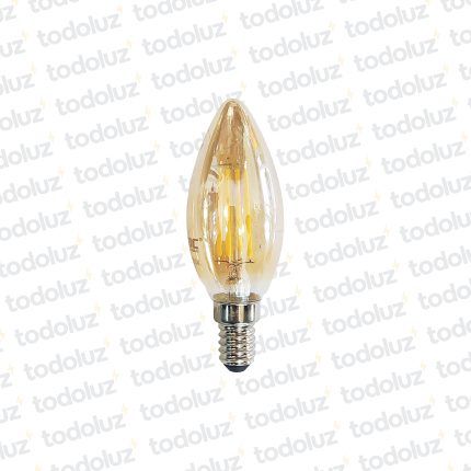 Lamp. Led Vela Filamento 4W E14 Luz Calida 2700°k Transp./Ambar 220Vac