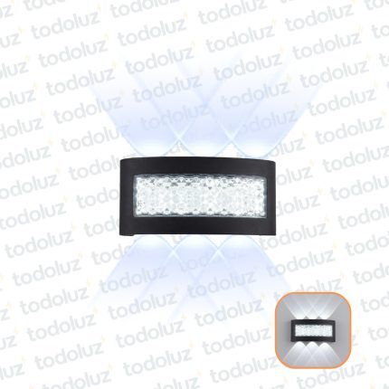 Aplique Ext. Bidireccional Negro 6LED 6W Luz Fria 6500°k c/Diseño Frontal (57.478)