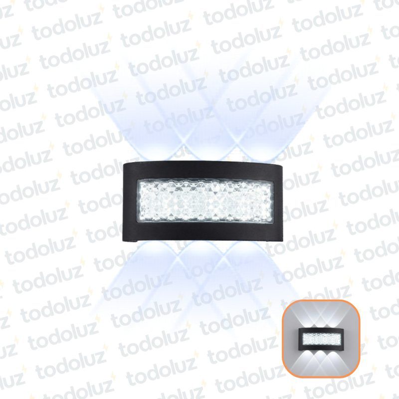 Aplique Ext. Bidireccional Negro 6LED 6W Luz Fria 6500°k c/Diseño Frontal (57.478)