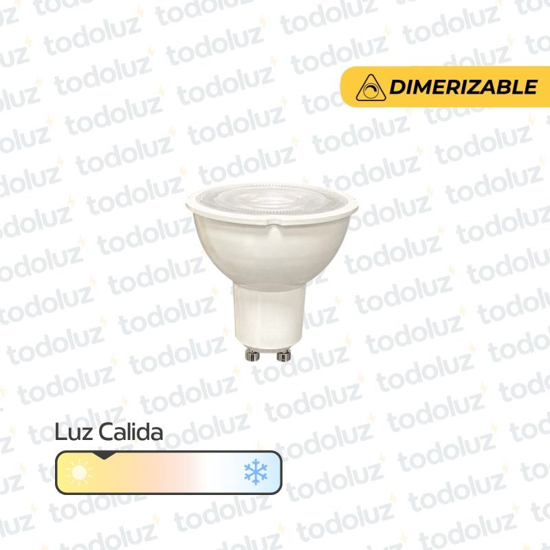 Lamp. Led Dimerizable Dicroica MR16 8W 640lm 40° GU10 Luz Calida 3000°k 220Vac