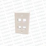 Placa Keystone (Face Plate) 4 Puertos Embutir 4x2 Blanco