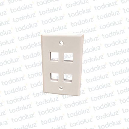 Placa Keystone (Face Plate) 4 Puertos Embutir 4x2 Blanco