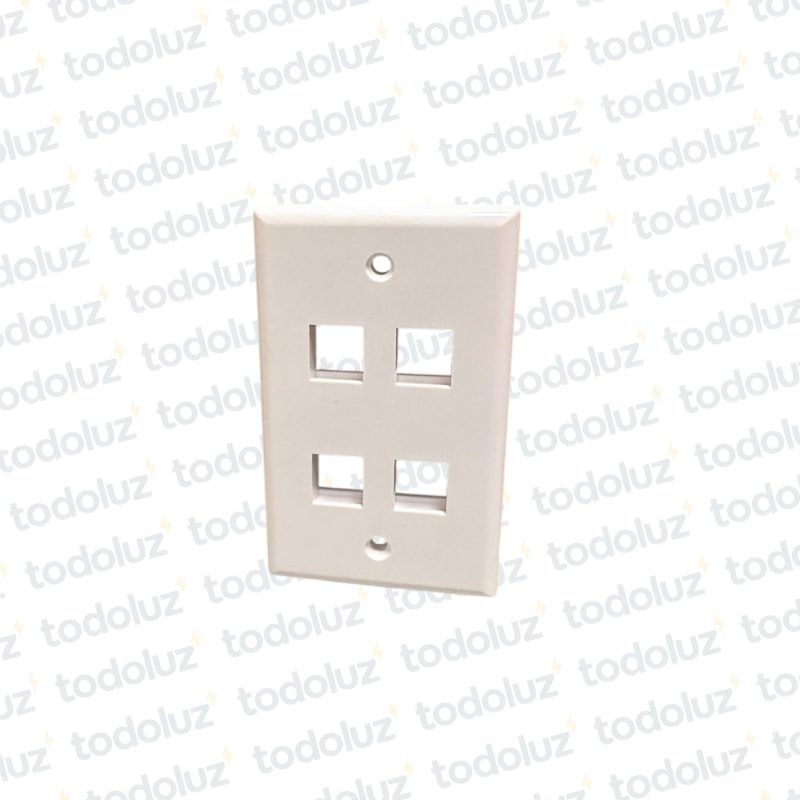 Placa Keystone (Face Plate) 4 Puertos Embutir 4x2 Blanco