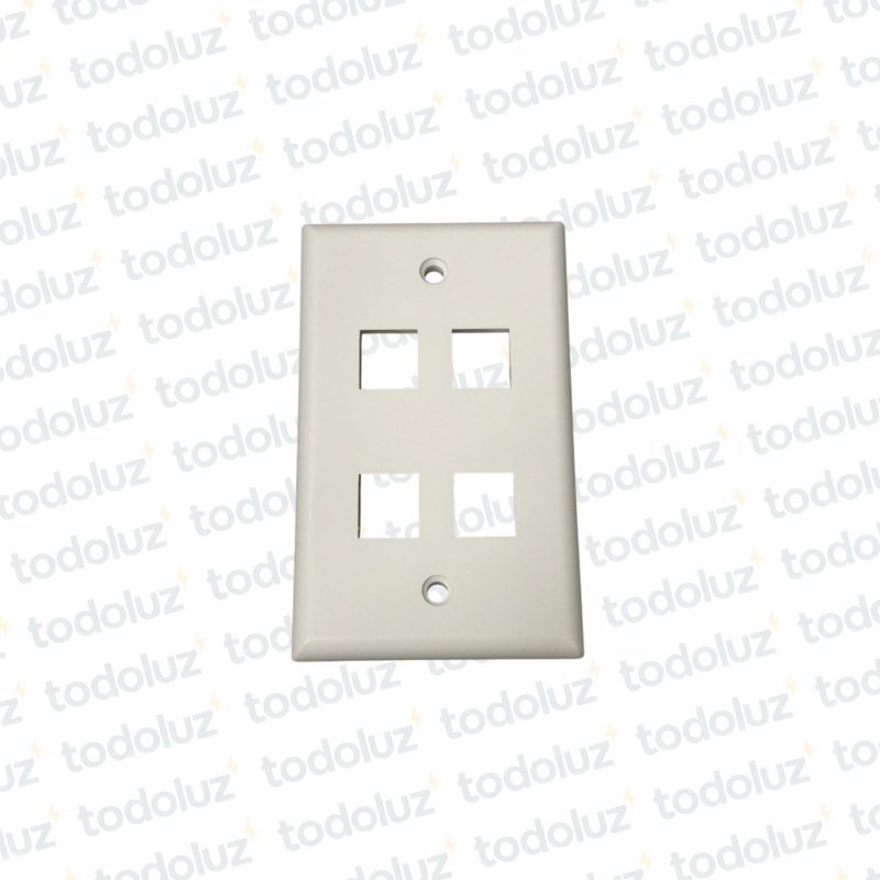 Placa Keystone (Face Plate) 4 Puertos Embutir 4x2 Blanco
