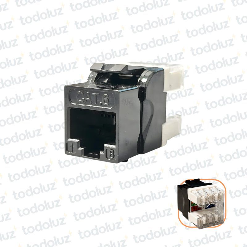 Conector Hembra Jack RJ45 Cat.6 Negro