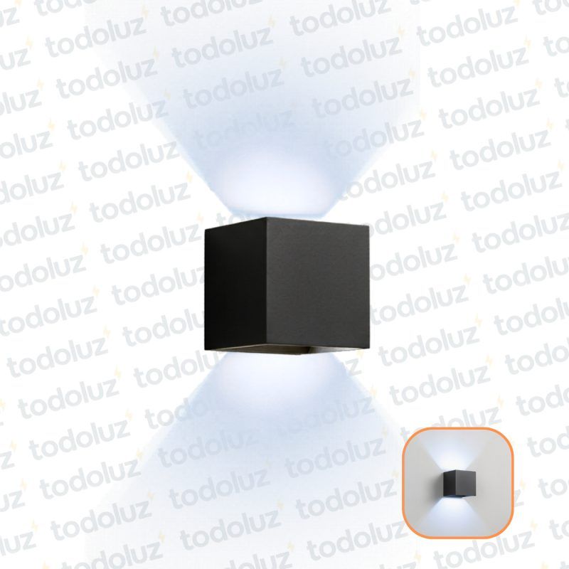 Aplique Ext. Bidireccional Regulable Cubo Negro 10W Luz Fria 6500°k (100x100x100mm) (57.073)