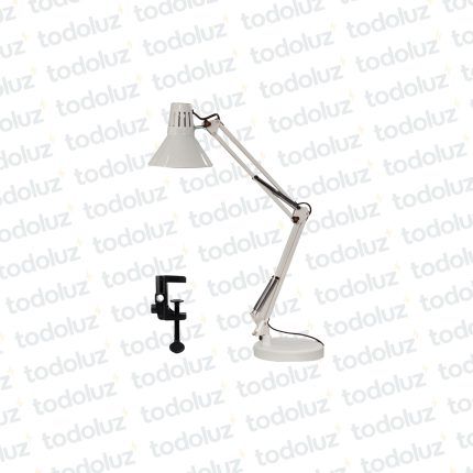 Luminaria de Mesa Articulable Blanco 80cm c/Base y Abrazadera 1*E27 (56.165)