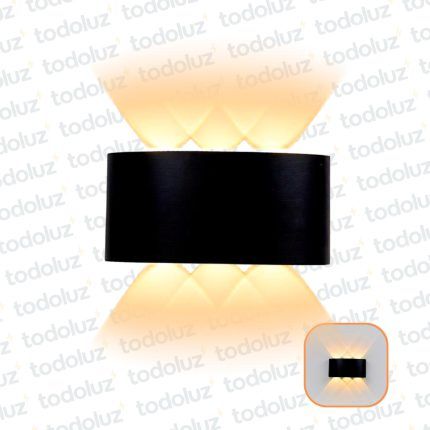 Aplique Ext. Bidireccional Curvo Negro 6LED 6W Luz Calida 3000°k (170x80x40mm) (57.075)