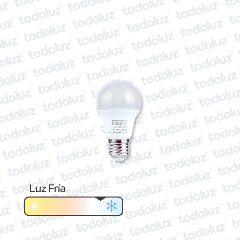 Lamp. Bulbo Led 4.9W 400lm E27 Luz Fria 6500°k 220Vac Taschibra