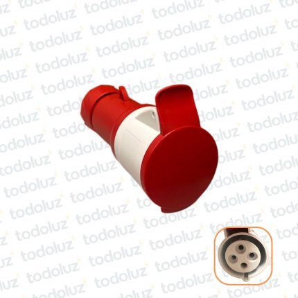 Ficha Hembra Industrial 6H 3x32A+T (4 Pin) IP44 380-415V Rojo Schneider