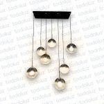 Colgante Base Rectangular Esferas Vd. Fume Degrade 7*E27 (54.962)