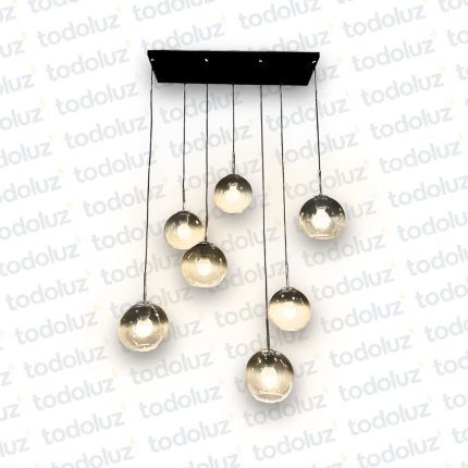 Colgante Base Rectangular Esferas Vd. Fume Degrade 7*E27 (54.962)