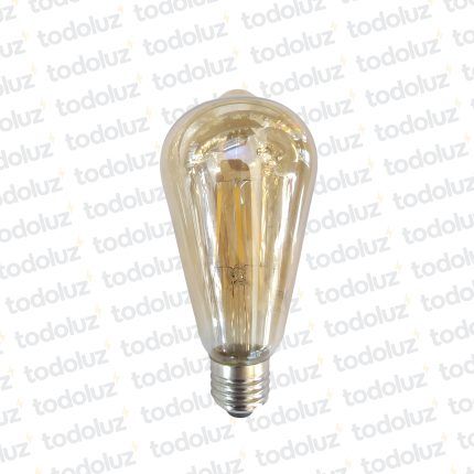 Lamp. Led Filamento ST64 6W E27 Luz Calida 2700°k Transp./Ambar 220Vac