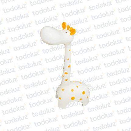 Luminaria de Mesa Jirafa Blanca c/Motas Naranja Cabeza Movil 6w 3Tonos 3Intensidades + Luz Noctura 220Vac