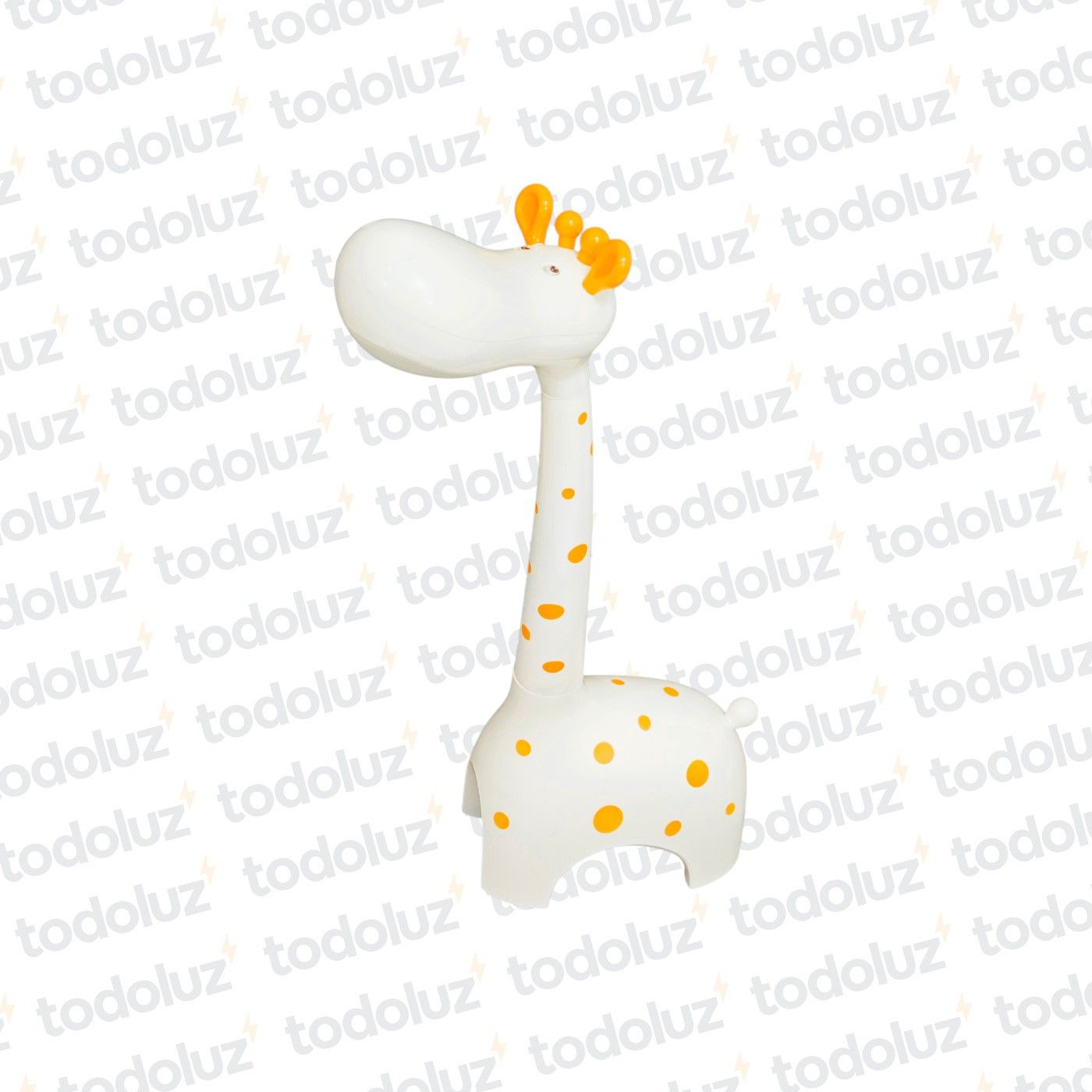 aa7bc635-8680-43f2-844a-5e5655d81113-11761.jpg Luminaria de Mesa Jirafa Blanca c/Motas Naranja Cabeza Movil 6w 3Tonos 3Intensidades + Luz Noctura 220Vac