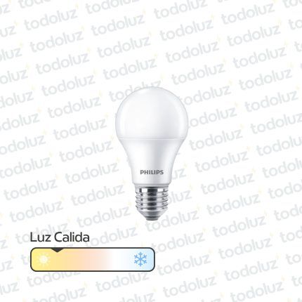 Lamp. Led Bulbo A60 8W 700lm E27 Luz Calida 3000°k 220Vac Philips