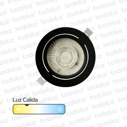 Spot Led Redondo Movil p/ Embutir Borde Negro 10W Luz Calida 3000°k