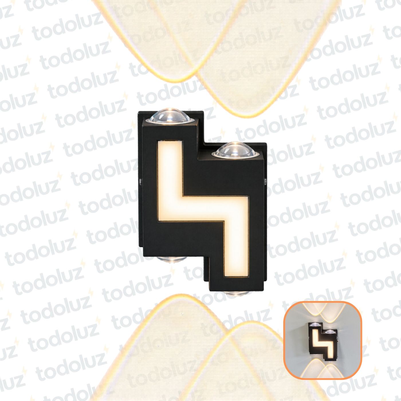 c3ba0c51-382f-4f1a-88a2-baacfca38c72-11003-1.jpg Aplique Ext. Bidireccional Escalonado Doble Negro 4W c/Iluminacion Frontal 3W Luz Calida 3000°k (57.459)