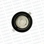 Spot Led Redondo Movil p/ Embutir Borde Negro 10W Luz Calida 3000°k