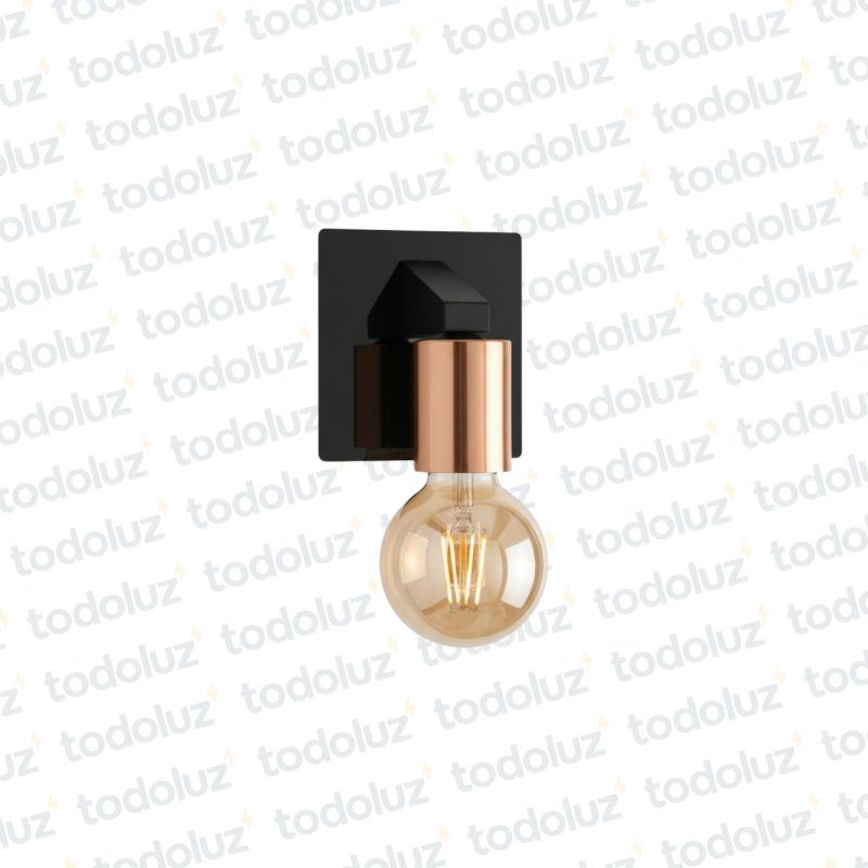 Aplique B. Cuadrada y Bracito Negro Portalamp. Rose Cobrizo 1*E27 (50.565)