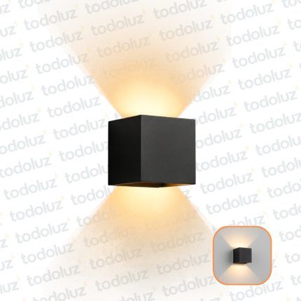 Aplique Ext. Bidireccional Regulable Cubo Negro 10W Luz Calida 3000°k (100x100x100mm) (57.073)