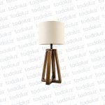 Luminaria de Mesa Cruz Nogal Pantalla Circular Blanco Crudo 1*E27 (56.234)