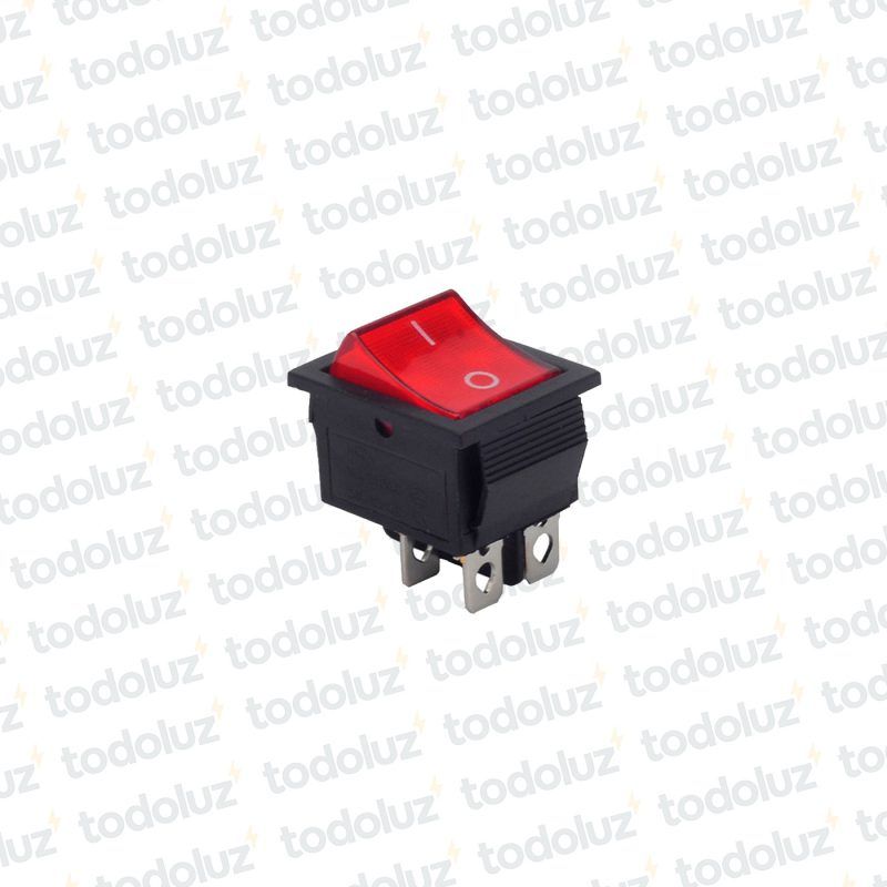 Interruptor Tecla Rectangular Grande 2P 16A 250Vac Rojo