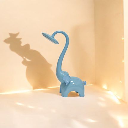 Luminaria de Mesa Elefante Celeste 6w 3Tonos 3Intensidades + Luz Noctura Nariz Movil 220Vac