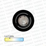 Spot Led Redondo Movil p/ Embutir Borde Negro 7W Luz Calida 3000°k