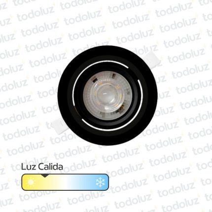 Spot Led Redondo Movil p/ Embutir Borde Negro 7W Luz Calida 3000°k