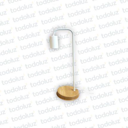 Luminaria de Mesa Metalico Blanco B. Madera 1*E27 (56.214)