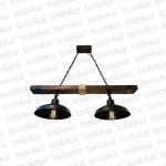 Colgante Barra Horizontal de Madera con Pantallas 2*E27, Negro c/ Detalle Yute (54.1152)