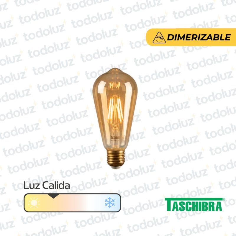 Lamp. Led Filamento Vintage Ambar ST64 4W Dimerizable E27 220V Calido (Liquidacion)