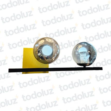 Aplique B. Dorado Barra Lineal Negro Doble Esfera Vd. Fume 2*E27 (50.464)(Liquidacion)