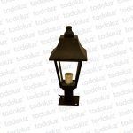 Farol Negro Diseño Colonial Ventana 4C Vidrio Transp. c/ Poste 1*E27 380mm (55.069)