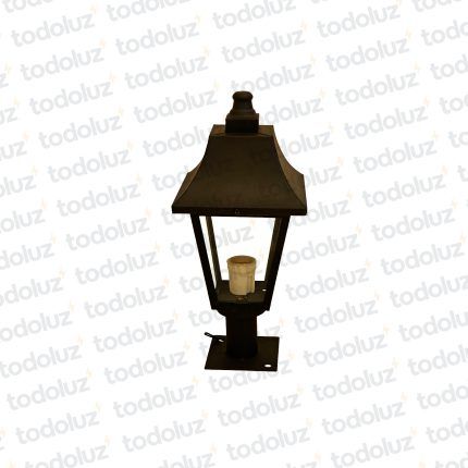 Farol Negro Diseño Colonial Ventana 4C Vidrio Transp. c/ Poste 1*E27 380mm (55.069)