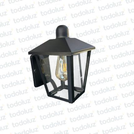 Farol p/ Pared Negro Estilo Colonial Ventana 4C V. Transp. B. Det. Curvos Inf. Abierto 1*E27 270mm (55.091)