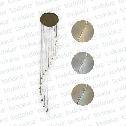 Colgante Circular en Caida Dorado 18 Lagrimas Led Incorp. (54.1053)