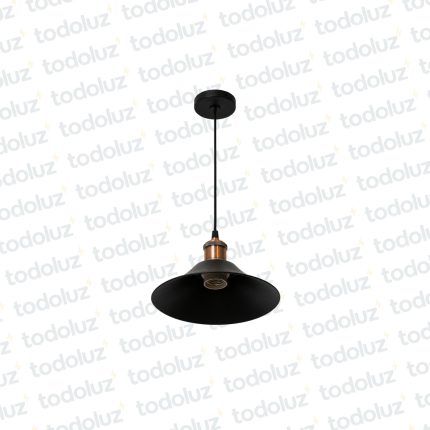 Colgante Cono Abierto Borde Expandido Negro Portalamp. ext. Rose cobrizo 1*E27 (54.1135)