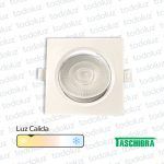 Spot Led Cuadrado Movil p/ Embutir Borde Blanco 7W 560lm 38° Luz Calida 3000°k Taschibra